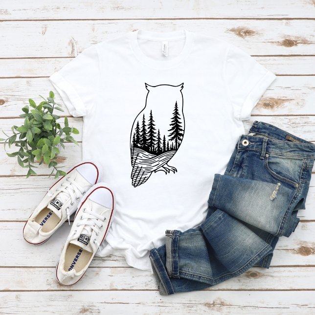 T-shirt Owl Silhouette with Forest Scene (Créateur téléchargé)