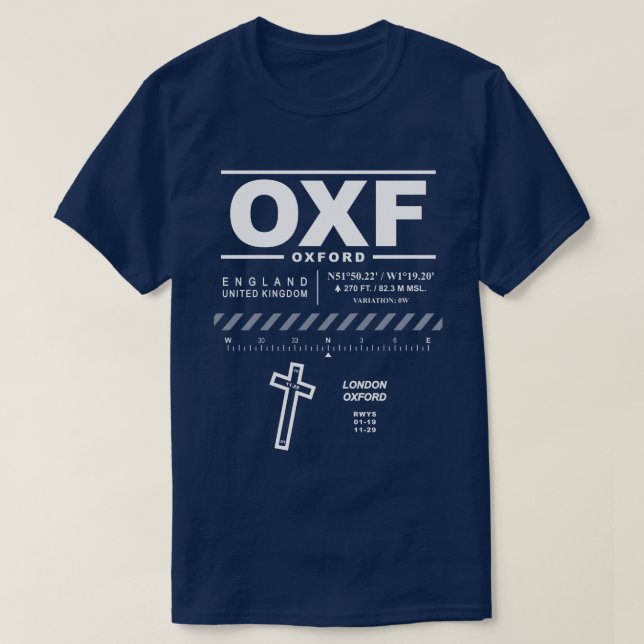 T-shirt OXF de l'aéroport d'Oxford de Londres (Design devant)