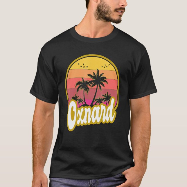 T-shirt Oxnard California Beach Retro Sunset (Devant)