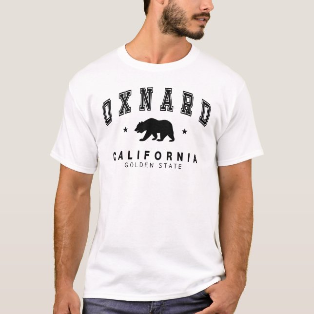 T-shirt Oxynard blanc pour hommes - Design d'ours grizzli (Devant)