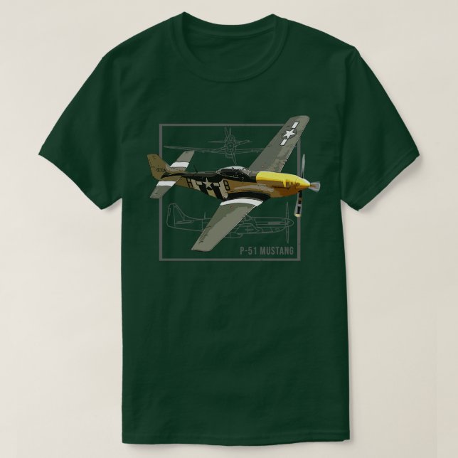 T-shirt P51 Mustang 2ÈME GUERRE MONDIALE Avion de chasse (Design devant)