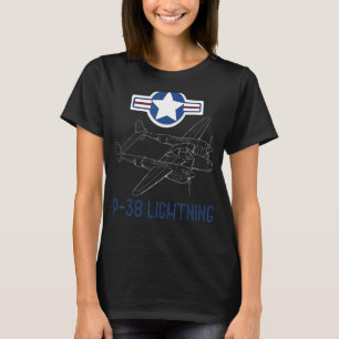 T-shirt P 38 Avion de chasse à la foudre Transporteur Aéro