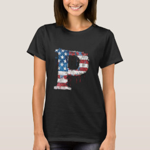 T-shirt P Lettre Monogramme initial Alphabet Patriotique A