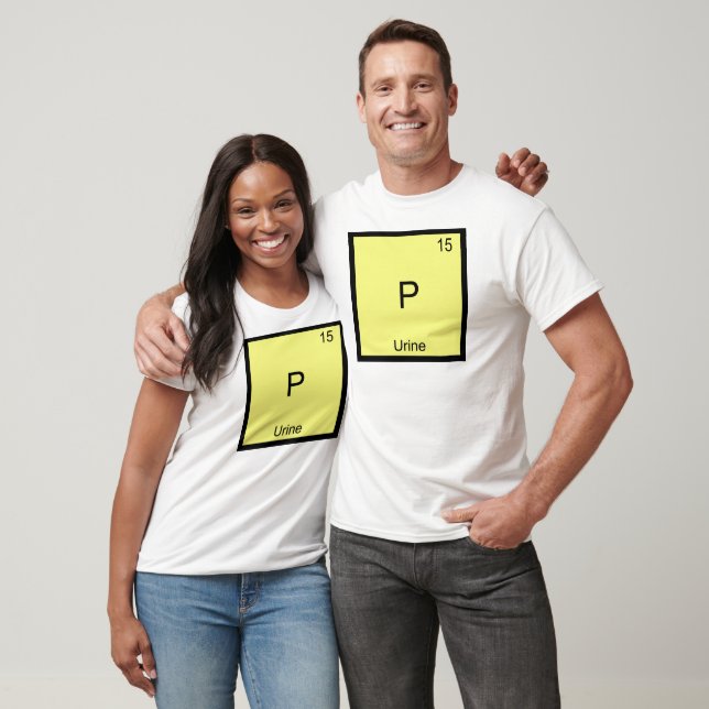 T-shirt P - Symbole de l'élément de chimie de l'urine Drôl (Unisexe)