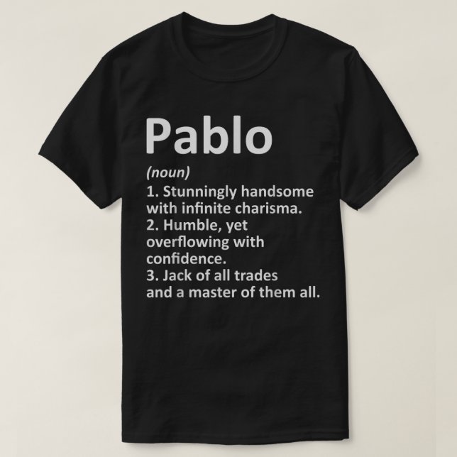 T-shirt PABLO Définition Nom personnalisé Amusant Annivers (Design devant)