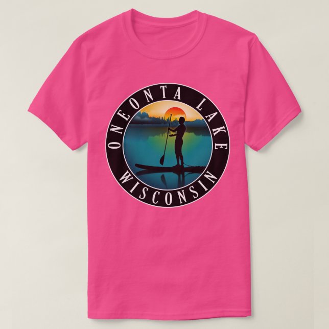 T-shirt Paddleboard du lac Oneonta Wisconsin (Design devant)