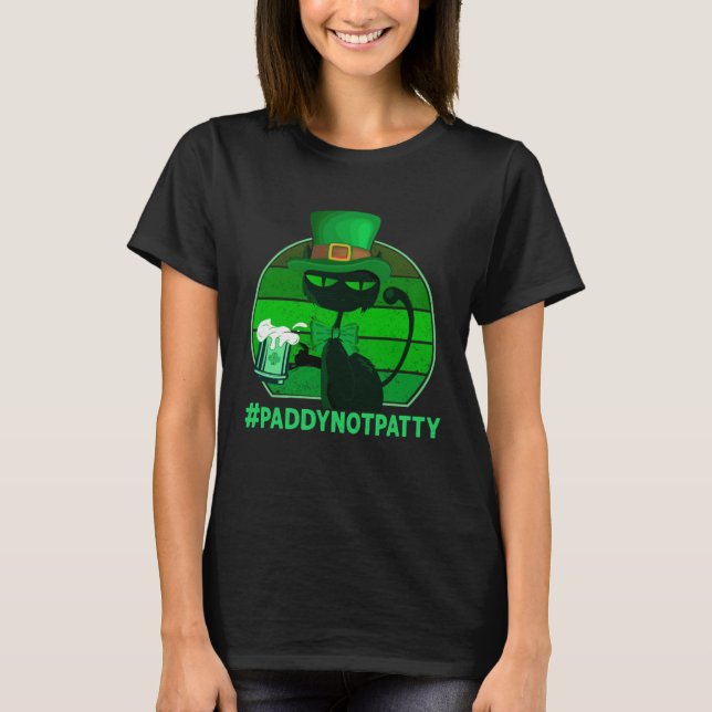 T-shirt #PaddyNotPatty St Patrick's Cat-Green Beer Drinkin (Devant)