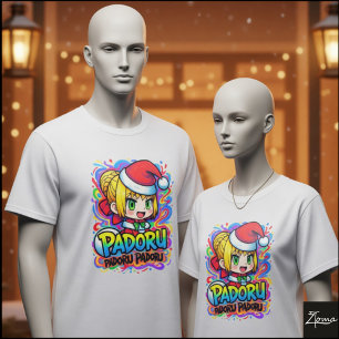 T-shirt Padoru Chibi Santa Anime Tache de Peinture