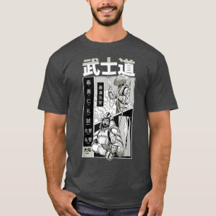 T-shirt Page Japonaise Samurai Bushido Warrior Manga