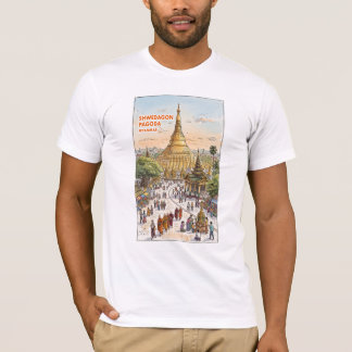 T-shirt Pagode sacrée Shwedagon Coucher de soleil Doré Mya