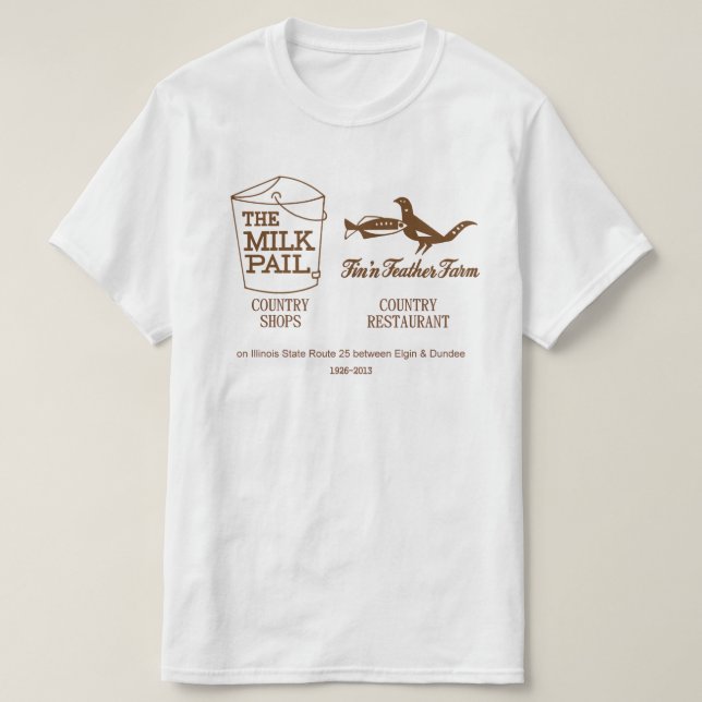 T-shirt Pail de lait - Fin'n Feather Farm, Dundee, Illinoi (Design devant)