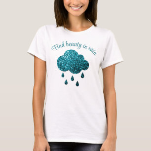 T-shirt Paillettes Aqua Blue étincelles Nuage de Pluie cit