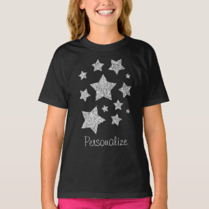 T-shirt Paillettes argentées scintillent Étoiles Personnal