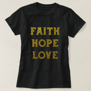 T-shirt Paillettes dorées Foi Espoir Amour