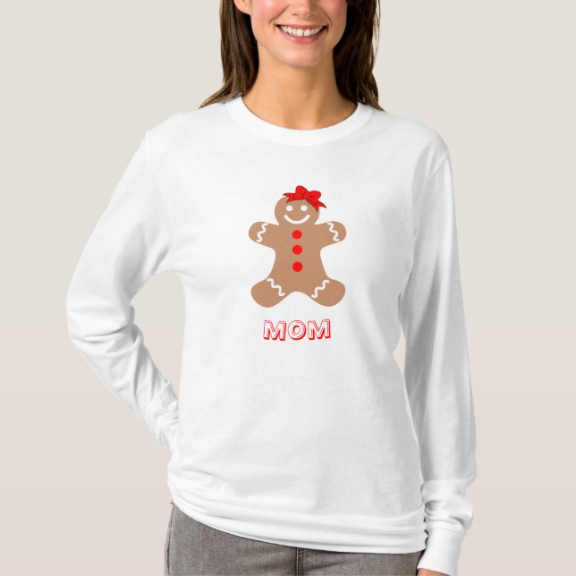 T-shirt Pain d'épice mou avec maman bow Rouge Blanc Brown (Devant)