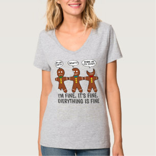 T-shirt Pain d'épices drôle Tout est fin Cou en V