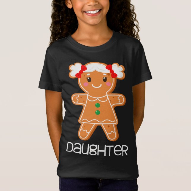T-Shirt Pain d'épices Fille de Noël Correspondant Pyjamas  (Devant)