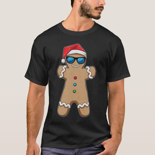 T-shirt Pain d'épices homme Noël Lunettes de soleil (Devant)