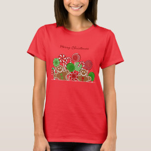 T-shirt Pains d'épices de Noël rouge tendance