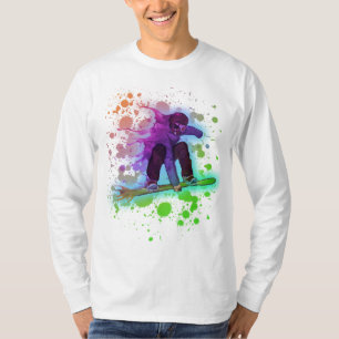 T-shirt Paint splatter arc-en-ciel snowboarder hommes à ma