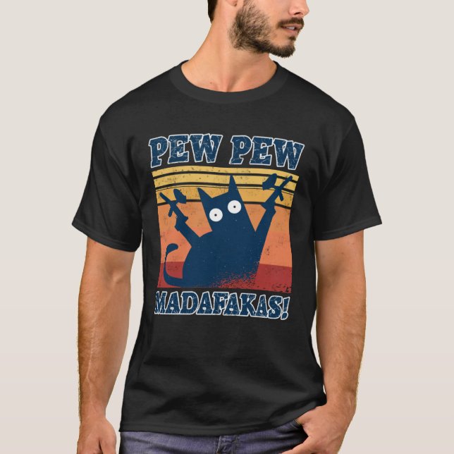 T-shirt Paintball Cat Pew Pew Madafakas Crazy Cat  Paintba (Devant)