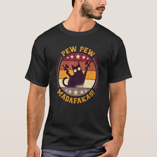 T-shirt Paintball Cat Pew Pew Madafakas Crazy Cat Paintba (Devant)