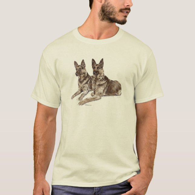 T-shirt Paire de chiens bergers allemands (Devant)