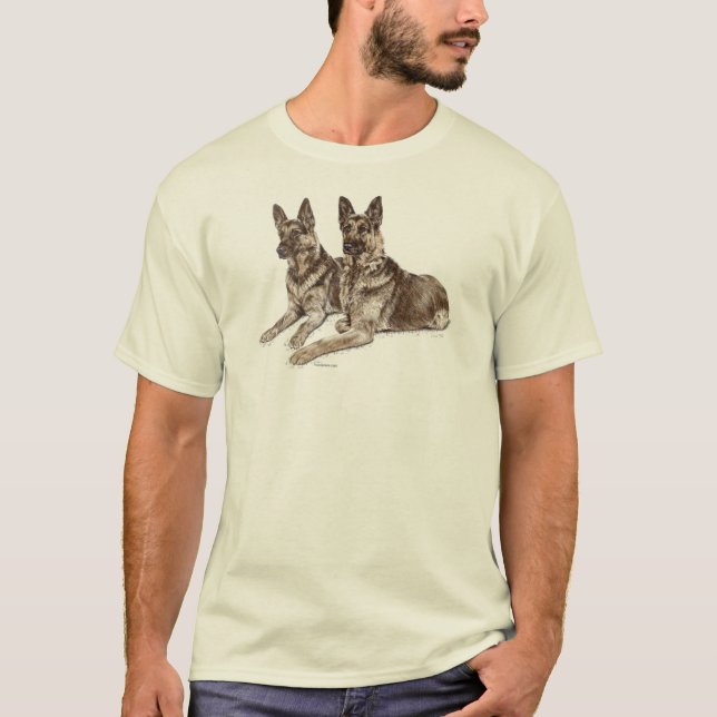 T-shirt Paire de chiens bergers allemands (Devant)