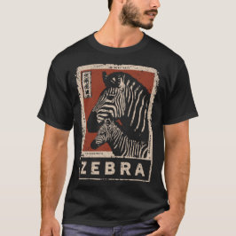 T-shirt Paire Zebra avec les rayures rétro et le soleil ro