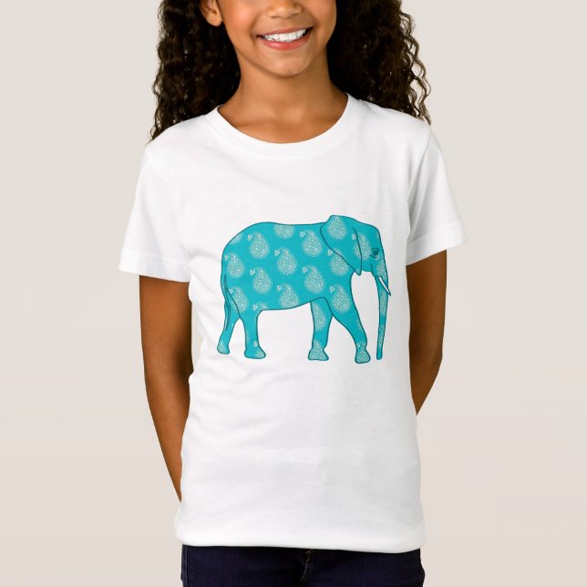 T-Shirt Paisley - bleu turquoise et aqua (Devant)