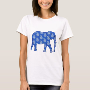 T-shirt Paisley éléphant - bleu cobalt et blanc