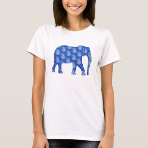 T-shirt Paisley éléphant - bleu cobalt et blanc