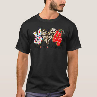 T-shirt Paix Amour 4e année Enfants Élève Enseignant Retou