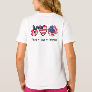 T-shirt Paix Amour Amérique Graphique du drapeau patriotiq