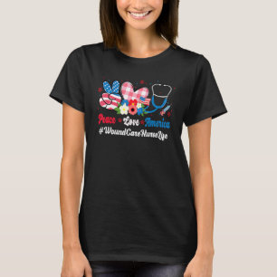 T-shirt Paix Amour Amérique Soins Infirmiers Plaies Groovy