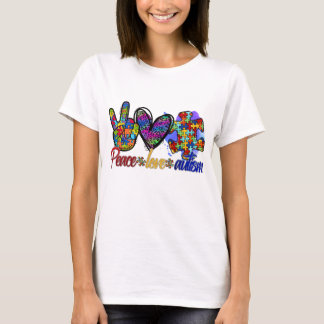 T-shirt Paix Amour Autisme, Sensibilisation sur l'autisme