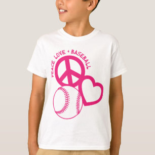 T-shirt Paix-Amour-Base-ball, melon