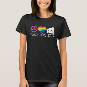 T-shirt Paix Amour Chats Chat Signe De Paix Tenue De Hippi
