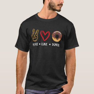 T-shirt Paix Amour Donuts Chocolat Nourriture Beignet