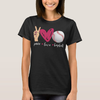 T-shirt Paix Amour et Baseball Équipe de Baseball Drôle Am