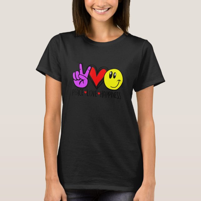 T-shirt Paix Amour Et Bonheur (Devant)
