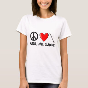 T-shirt Paix, amour, et clarinette