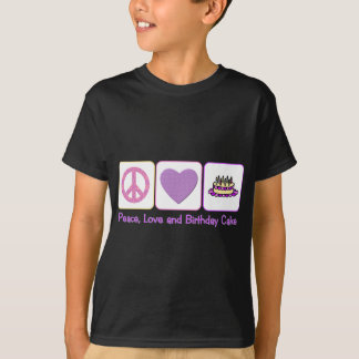 T-shirt Paix, amour et gâteau d'anniversaire