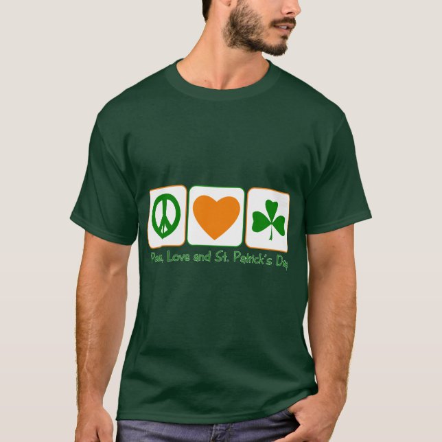 T-shirt Paix, amour et jour de St Patrick (Devant)