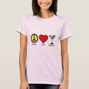 T-shirt Paix, amour et Martini - longue pièce en t de