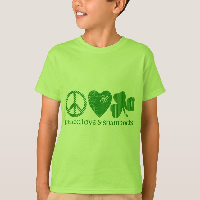 T-shirt Paix, Amour et Shamrocks (Devant)