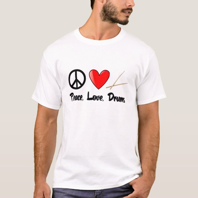 T-shirt Paix, amour, et tambours (Devant)