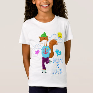 T-Shirt Paix, amour, et un Fox de Rollerskating
