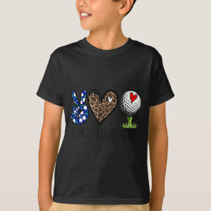 T-shirt Paix Amour Golf Drôle Léopard Cœur Amoureux de Gol