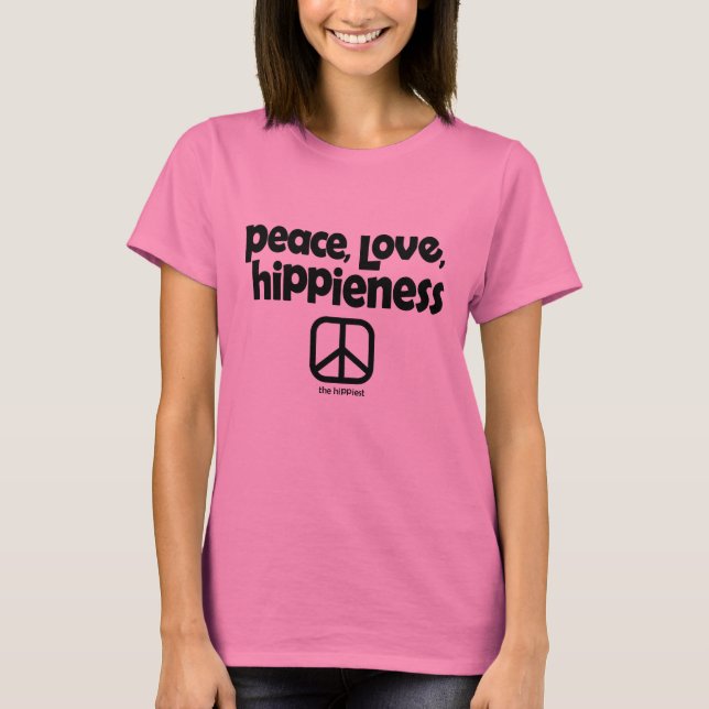 T-shirt Paix, Amour, Hippisme Tee Tee Pink (Devant)